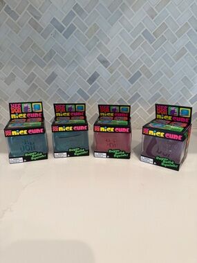Nee Doh Nice Cube Squish Toy Set - Teal, Green, Pink, Purple